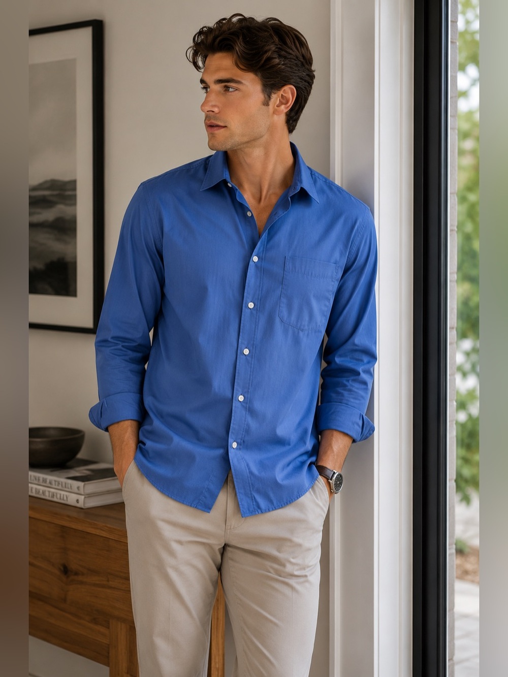 Sz XXL Calvin Klein Blue Button Up Dress Shirt 18” collar $60 MSRP